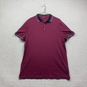 Michael Kors Polo Shirt Burgundy Red Short Sleeve Casual Rugby Mens Sz L Preppy